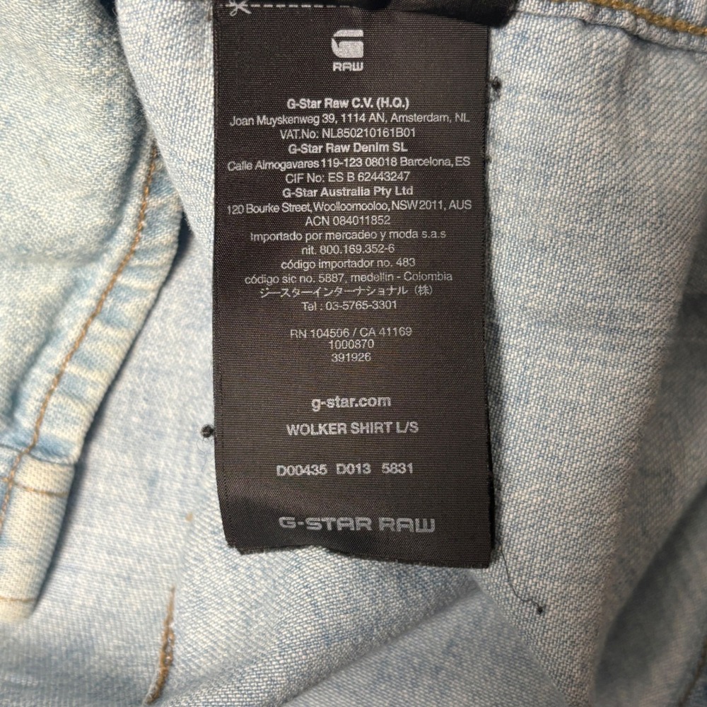 G-Star Raw Denim Vest Mens XXL Blue Distressed Wolker Shirt D00435 - Picture 5 of 15